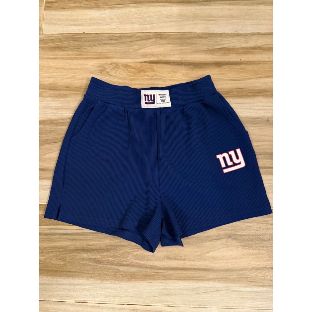 WEAR by Erin Andrews New York Giants Womens Blue Ribbed Lounge Shorts Small NFL